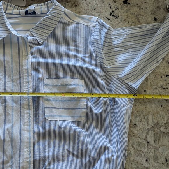 NWT Croft & Barrow Mixed-Stripe Shirt Dress Poplin Work Vacation White Blue 1X - Picture 12 of 15